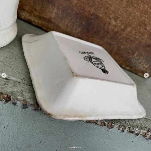 Vintage Powell Bishop England Ironstone China Square Tray Dish Rippled Rim CHIPS - Picture 3 of 6